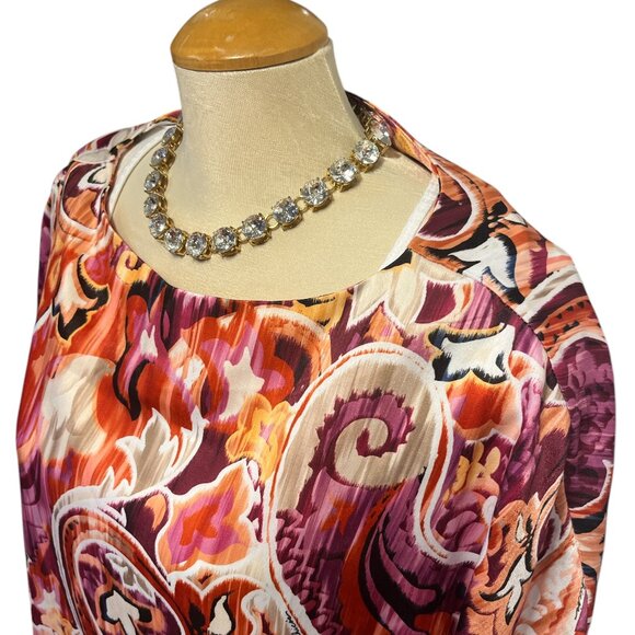 CHICOS Chianti Poncho Paisley Pink Size L/XL 40th Anniversary Leopard print - Picture 4 of 9